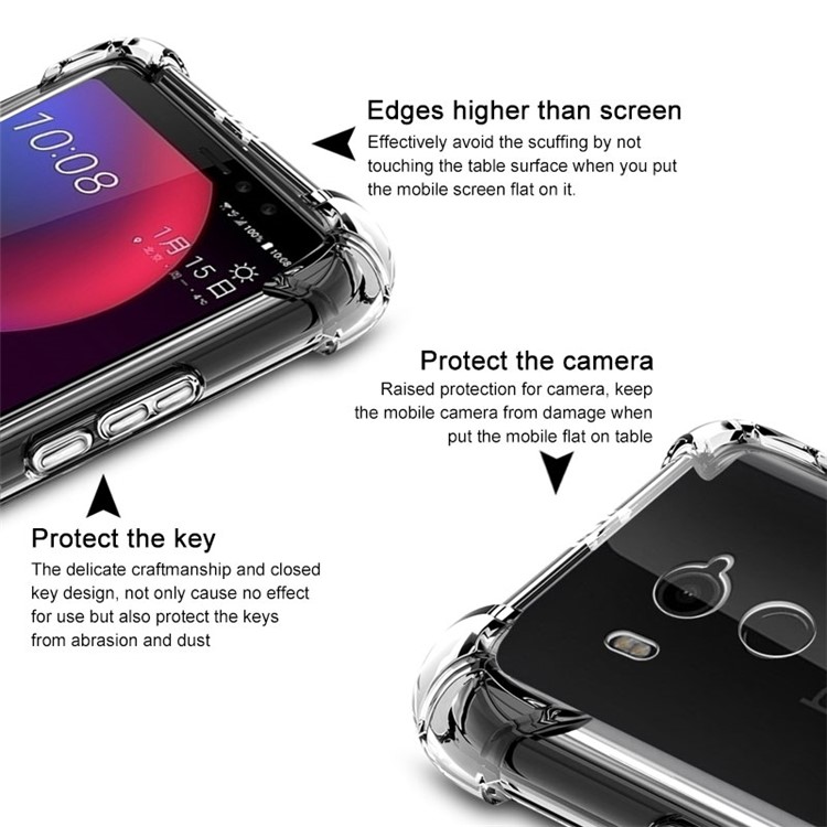 IMAK Silky Anti-drop TPU Soft Back Case + Screen Protector Film for HTC U11 Eyes - Matte Black-3