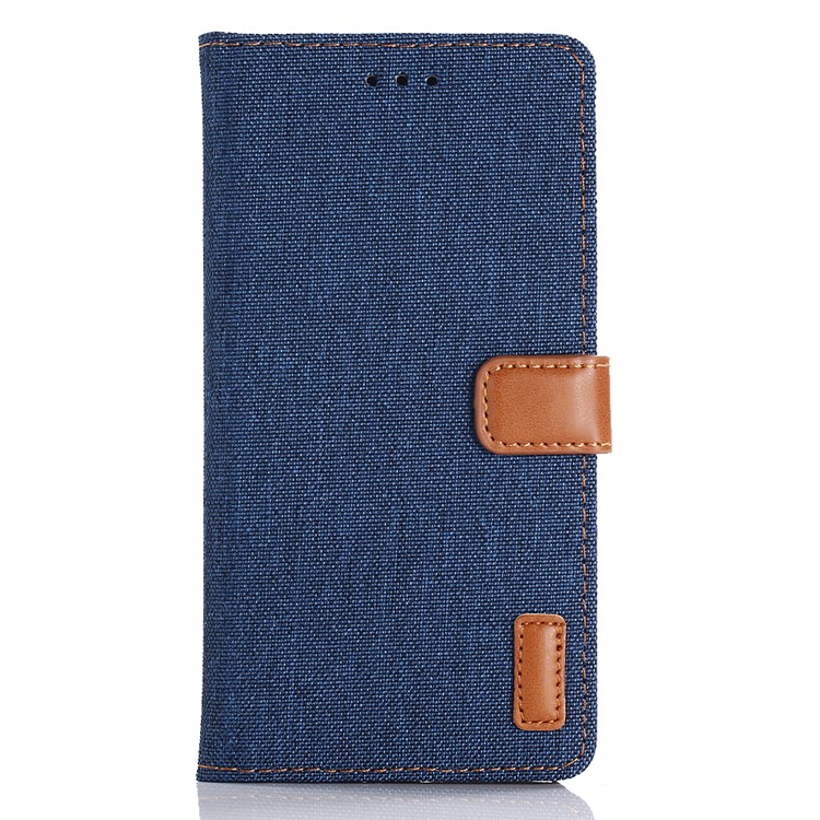 Jeans Cloth Wallet PU Leather Stand Phone Case for HTC X2 - Dark Blue-2