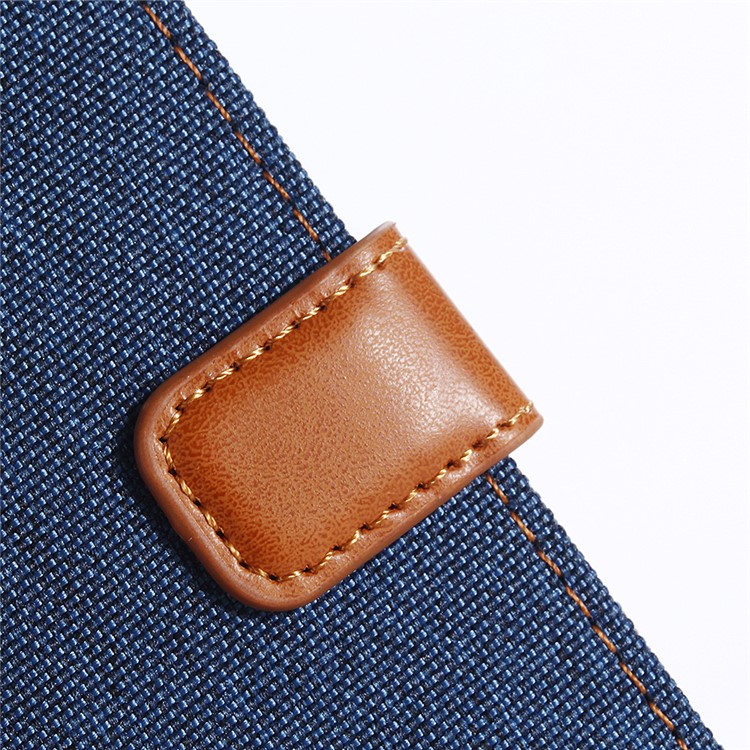 Jeans Cloth Wallet PU Leather Stand Phone Case for HTC X2 - Dark Blue-9