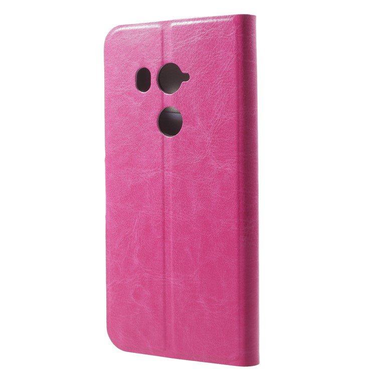 Crazy Horse Texture Card Holder PU Leather Stand Case for HTC U11 Eyes (Built-in Steel Sheet) - Rose-2