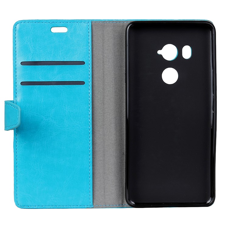 Crazy Horse Texture PU Leather Wallet Stand Phone Cover for HTC U11 Eyes - Blue-3