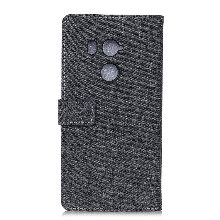Linen Cloth Leather Wallet Stand Mobile Case for HTC U11 Eyes - Black-2