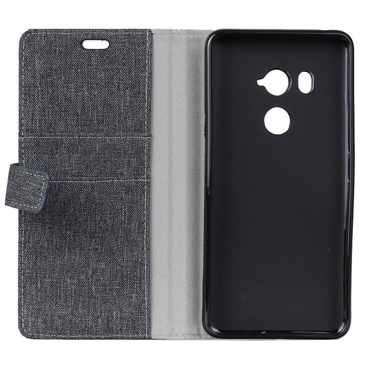 Linen Cloth Leather Wallet Stand Mobile Case for HTC U11 Eyes - Black-3