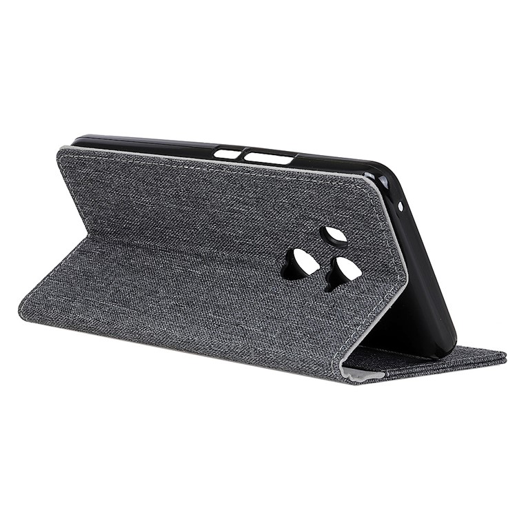 Linen Cloth Leather Wallet Stand Mobile Case for HTC U11 Eyes - Black-4