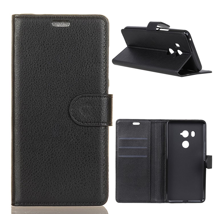 Litchi Skin PU Leather Wallet Stand Phone Shell for HTC U11 Eyes - Black-1