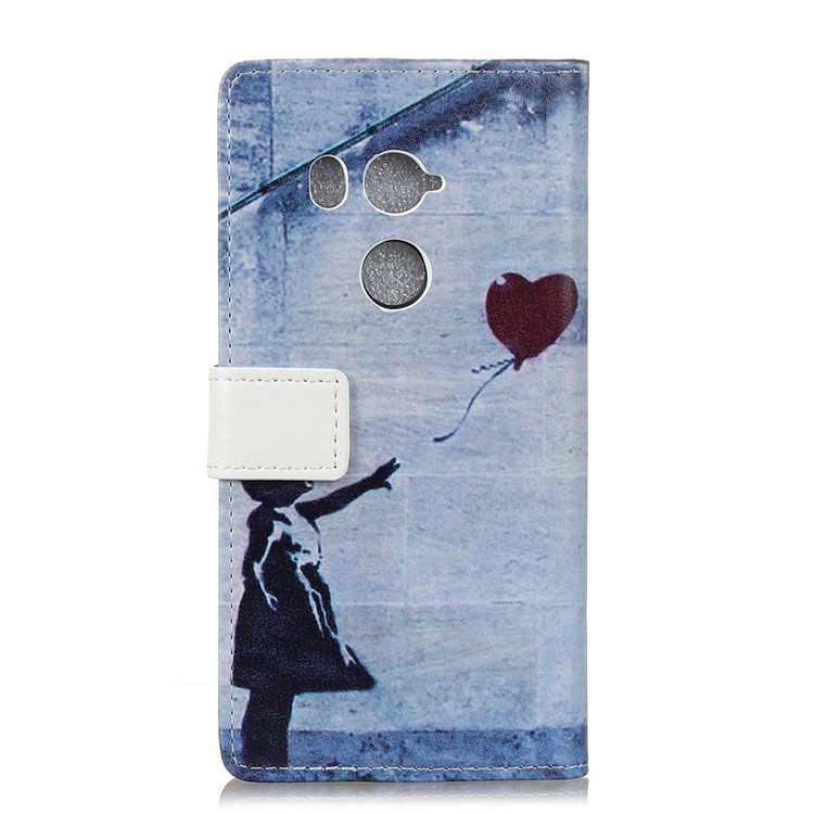 For HTC U11 Eyes Patterned PU Leather Wallet Stand Case - Retro Girl Flying Balloon-2