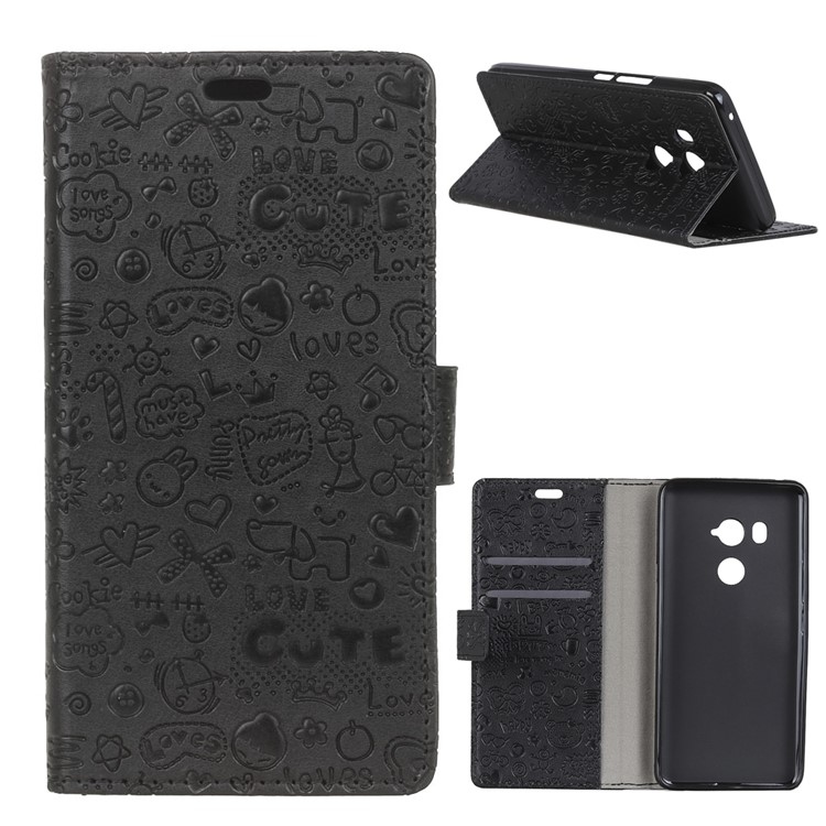 Cartoon Graffiti Leather Wallet Case for HTC U11 Eyes - Black-1