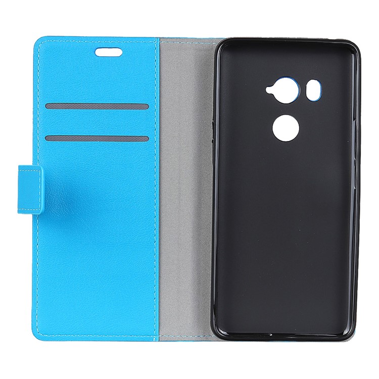 Leather Stand Cover with Card Slots for HTC U11 Eyes - Blue-3