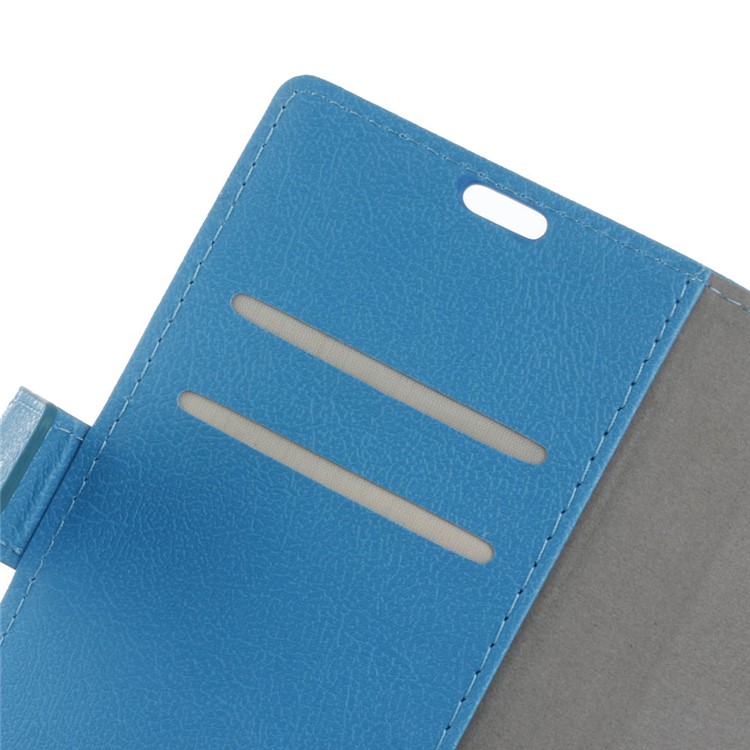 Leather Stand Cover with Card Slots for HTC U11 Eyes - Blue-5