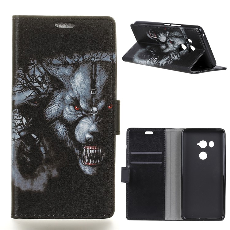 Pattern Printing Wallet Leather Stand Case for HTC U11 Eyes - Wolf Pattern-1