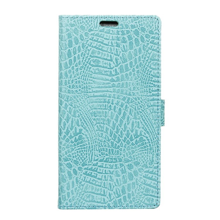 Crocodile Texture Wallet Stand Leather Protective Phone Casing for HTC Desire 12 - Cyan-2