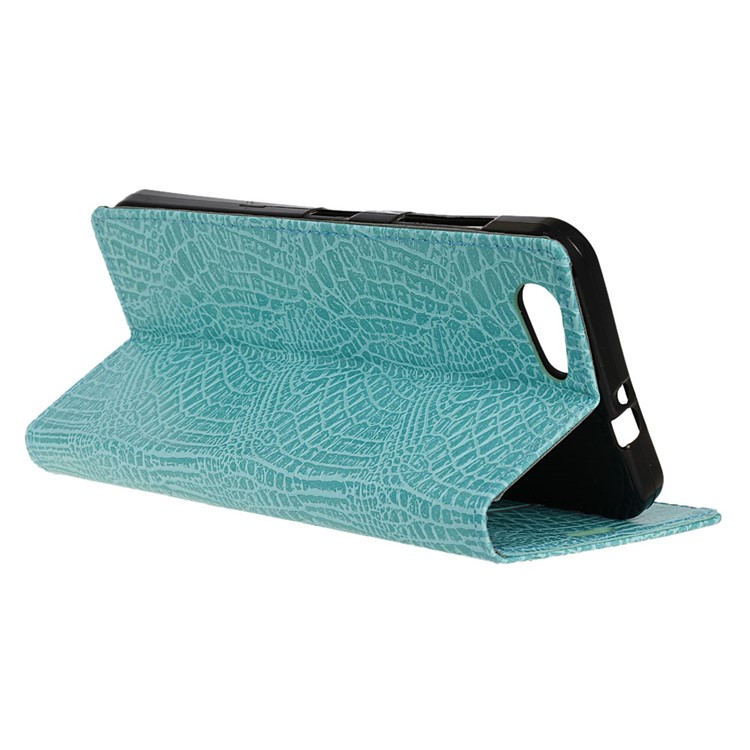Crocodile Texture Wallet Stand Leather Protective Phone Casing for HTC Desire 12 - Cyan-4