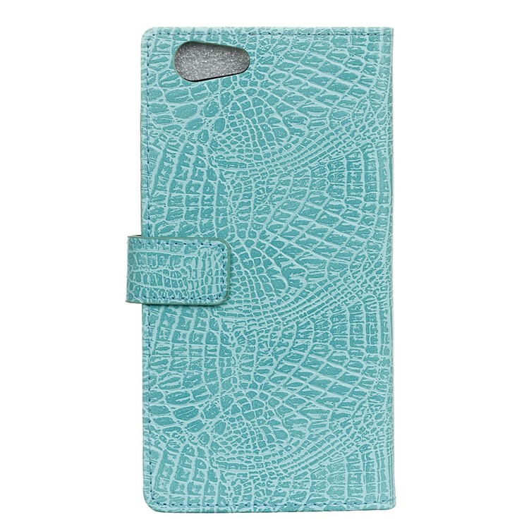 Crocodile Texture Wallet Stand Leather Protective Phone Casing for HTC Desire 12 - Cyan-5