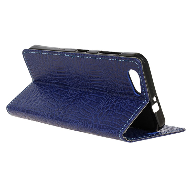 For HTC Desire 12 Crocodile Grain Leather Wallet Stand Case Accessory - Dark Blue-6