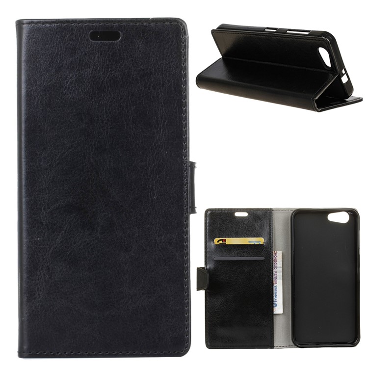 Crazy Horse Texture Wallet Stand Leather Case for HTC Desire 12 - Black-1