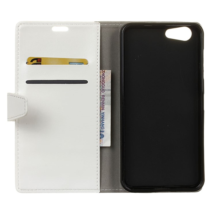 Crazy Horse Grain Wallet Stand Leather Cover Accessory for HTC Desire 12 - White-3