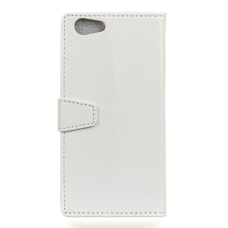 Crazy Horse Grain Wallet Stand Leather Cover Accessory for HTC Desire 12 - White-5