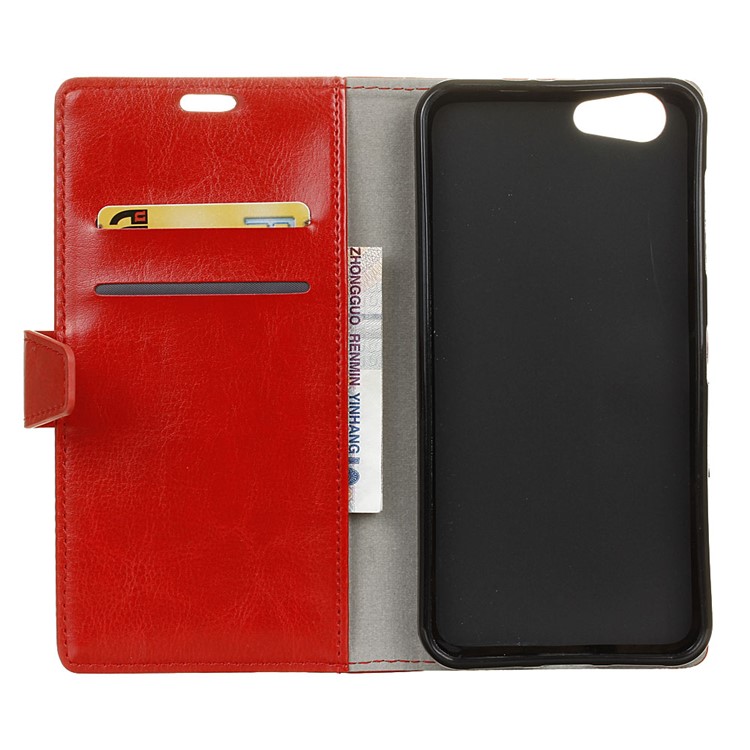 Crazy Horse Texture Leather Wallet Stand Flip Casing for HTC Desire 12 - Red-3