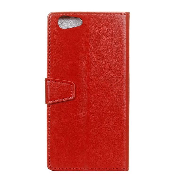Crazy Horse Texture Leather Wallet Stand Flip Casing for HTC Desire 12 - Red-5
