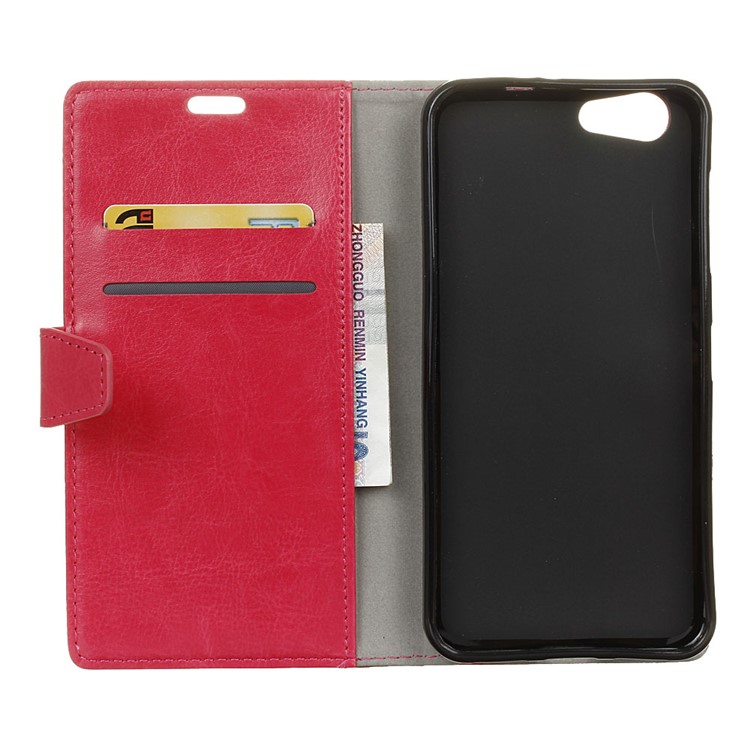 Crazy Horse Grain Wallet Stand Leather Protective Folio Cover for HTC Desire 12 - Rose-3