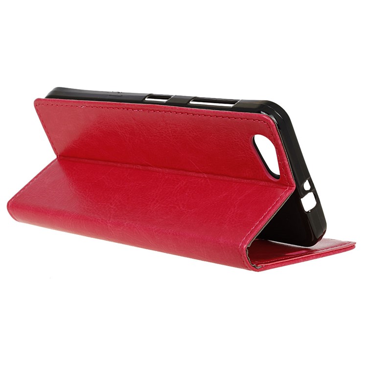 Crazy Horse Grain Wallet Stand Leather Protective Folio Cover for HTC Desire 12 - Rose-4