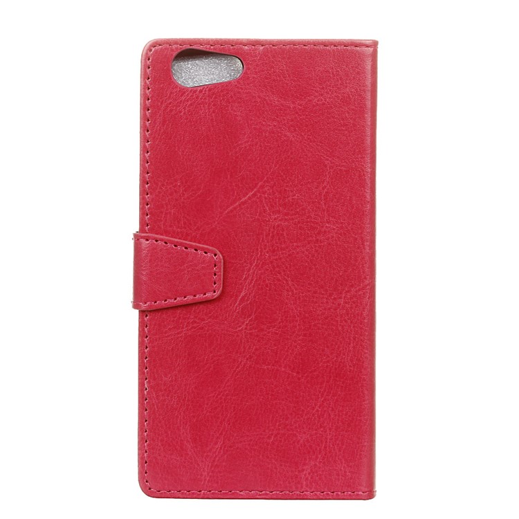 Crazy Horse Grain Wallet Stand Leather Protective Folio Cover for HTC Desire 12 - Rose-5