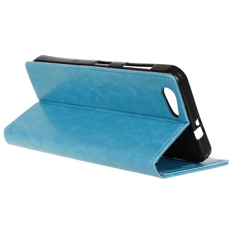Crazy Horse Texture Leather Wallet Stand Case for HTC Desire 12 - Blue-4