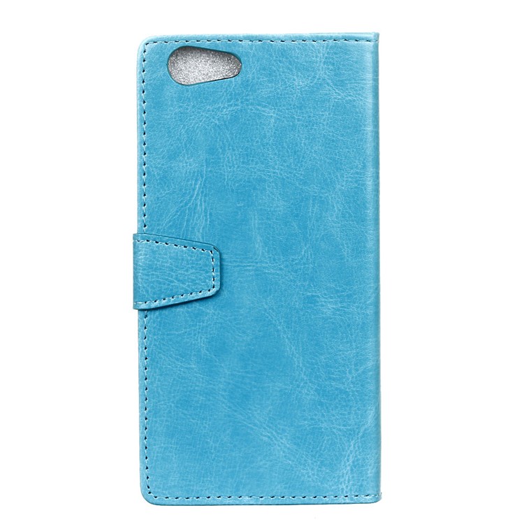 Crazy Horse Texture Leather Wallet Stand Case for HTC Desire 12 - Blue-5