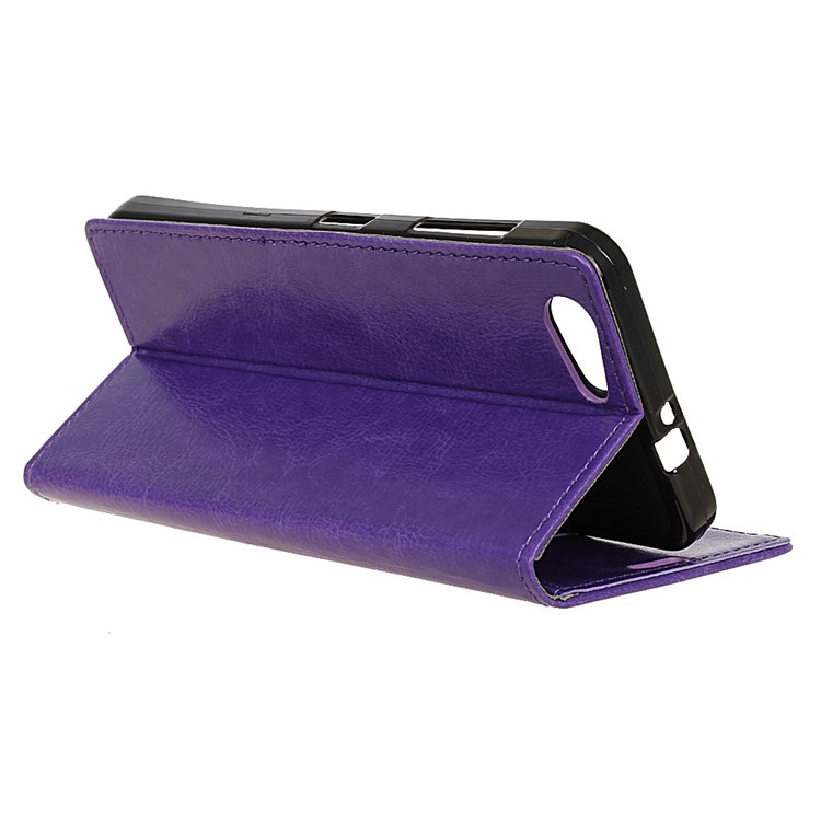 Crazy Horse Texture Wallet Stand Leather Mobile Phone Accessory Casing for HTC Desire 12 - Purple-4