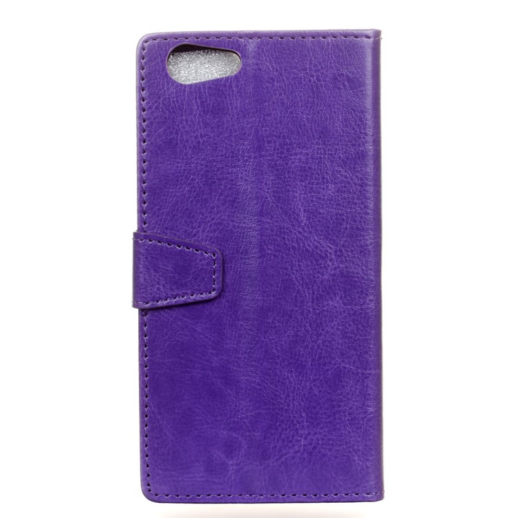 Crazy Horse Texture Wallet Stand Leather Mobile Phone Accessory Casing for HTC Desire 12 - Purple-5