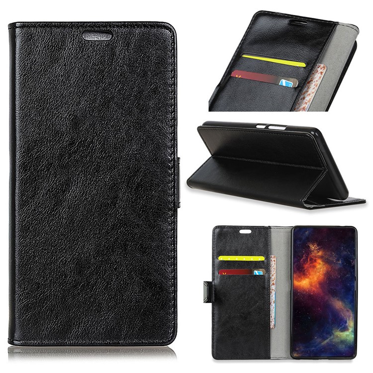 Crazy Horse Wallet Leather Stand Case for HTC Desire 12 - Black-1