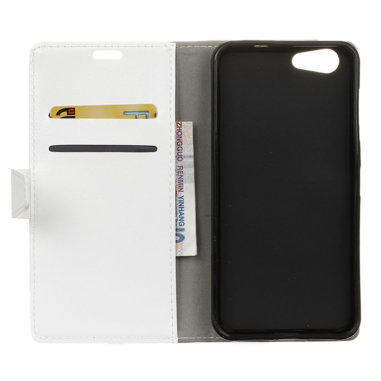 Crazy Horse Wallet Leather Stand Cover for HTC Desire 12 - White-3