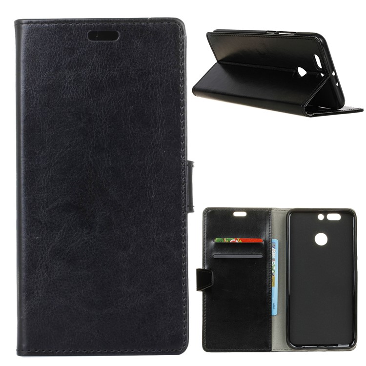 Crazy Horse Wallet Leather Stand Case for HTC Desire 12+ / 12 Plus - Black-1