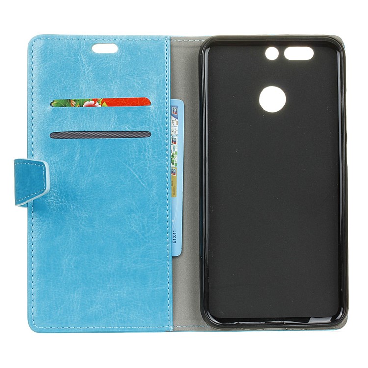 Crazy Horse Magnetic Leather Stand Cover for HTC Desire 12+ / 12 Plus - Blue-4