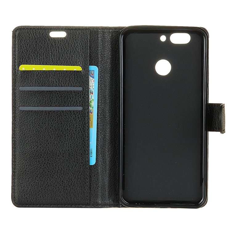 Litchi Skin Wallet Leather Stand Case for HTC Desire 12+ / 12 Plus - Black-4