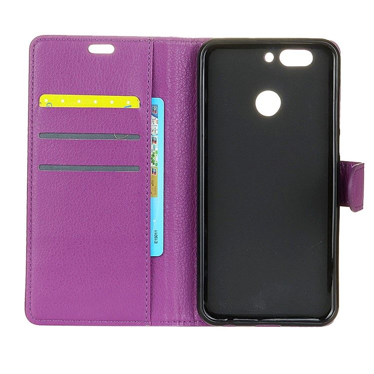 Litchi Skin Magnetic Leather Stand Cover for HTC Desire 12+ / 12 Plus - Purple-3