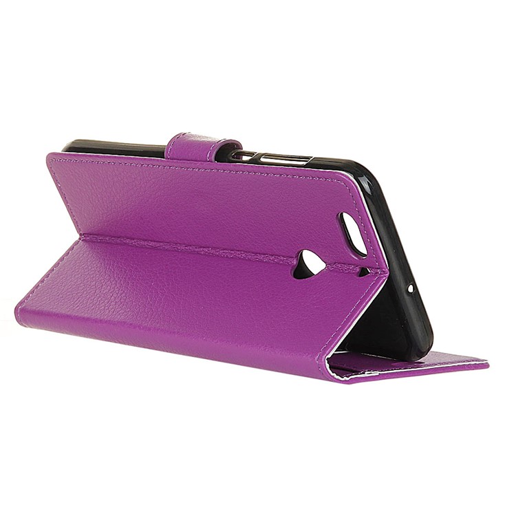 Litchi Skin Magnetic Leather Stand Cover for HTC Desire 12+ / 12 Plus - Purple-4