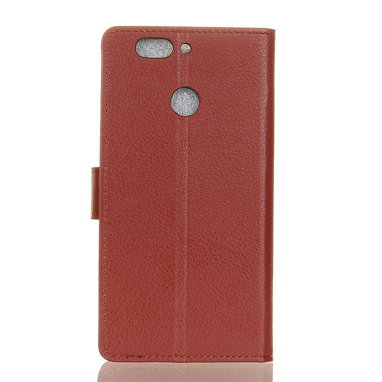 Litchi Skin Wallet Leather Cell Phone Case for HTC Desire 12+ / 12 Plus - Brown-2