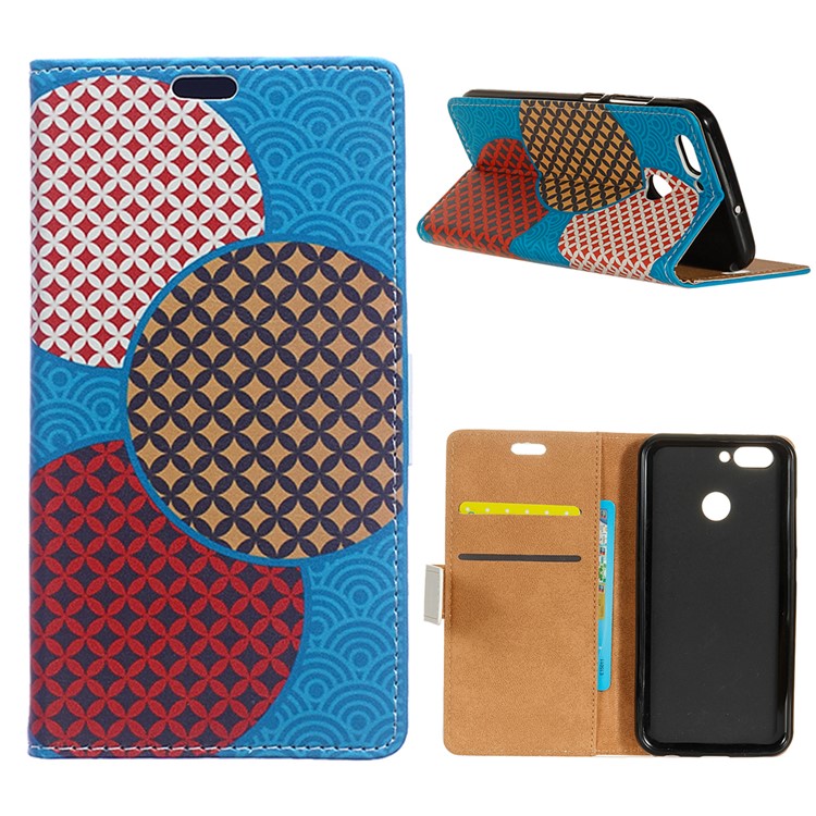 For HTC Desire 12+ / Desire 12 Plus Pattern Printing Wallet Leather Stand Case - Seamless Circles-1
