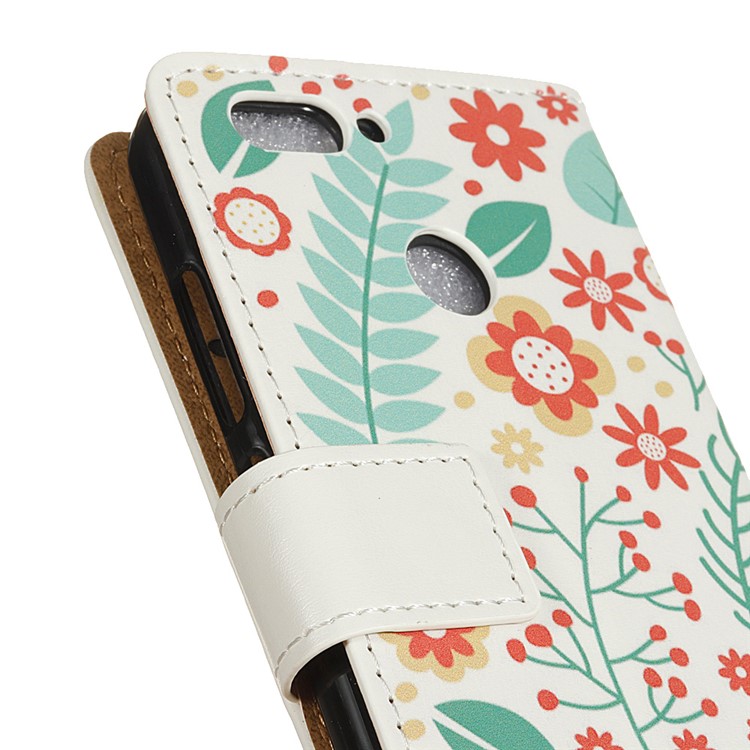 For HTC Desire 12+ / Desire 12 Plus Patterned Wallet Leather Case with Stand - Flowers and Leaves-3