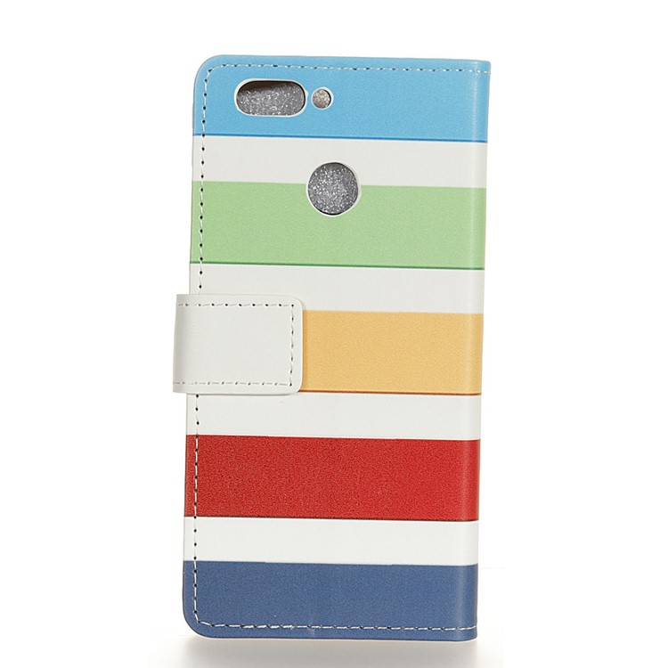 For HTC Desire 12+ / Desire 12 Plus Pattern Printing Leather Wallet Stand Casing - Colorized Stripes-2