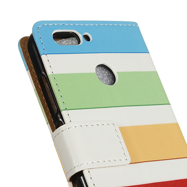 For HTC Desire 12+ / Desire 12 Plus Pattern Printing Leather Wallet Stand Casing - Colorized Stripes-3