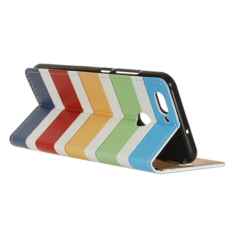 For HTC Desire 12+ / Desire 12 Plus Pattern Printing Leather Wallet Stand Casing - Colorized Stripes-4