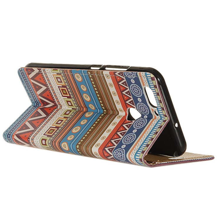 For HTC Desire 12+ / Desire 12 Plus Pattern Printing Wallet Leather Stand Protection Cover Case - Tribal Geometric Figure-4