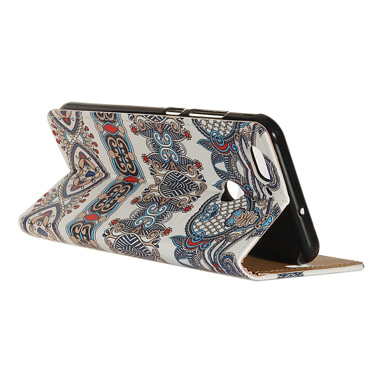 For HTC Desire 12+ / Desire 12 Plus Pattern Printing Wallet Leather Stand Protection Phone Cover Shell - Arabic Floral Pattern-4