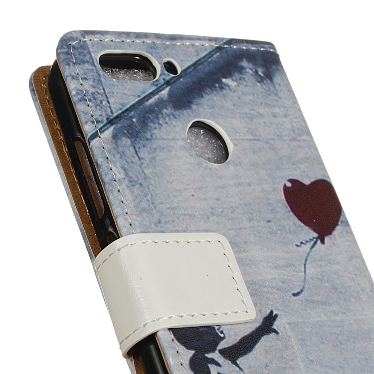 For HTC Desire 12+ / Desire 12 Plus Pattern Printing Wallet Leather Stand Case with Card Holders - Retro Girl Flying Balloon-3