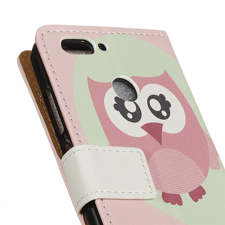 For HTC Desire 12+ / Desire 12 Plus Patterned Leather Stand Wallet Phone Flip Case - Owl and Love Word-3
