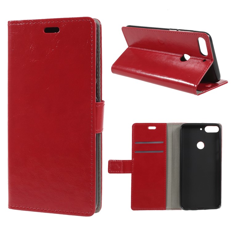 Crazy Horse PU Leather Magnetic Stand Wallet Case for HTC Desire 12 Plus - Red-1