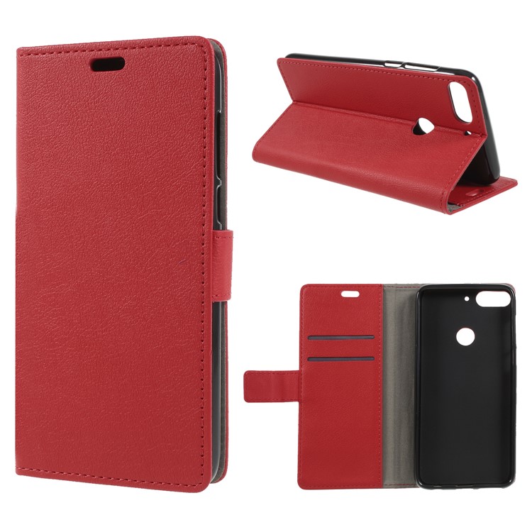 Wallet Stand Magnetic Flip Leather Phone Case for HTC Desire 12+ - Red-1