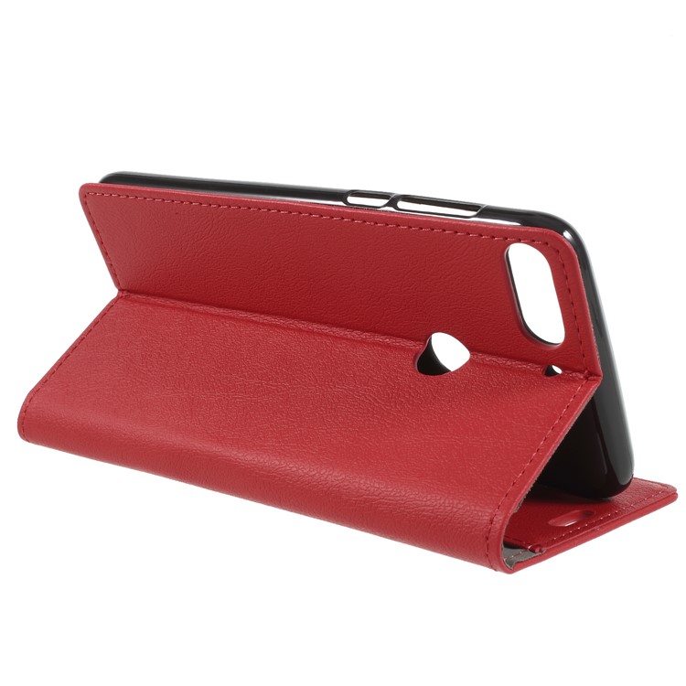 Wallet Stand Magnetic Flip Leather Phone Case for HTC Desire 12+ - Red-5